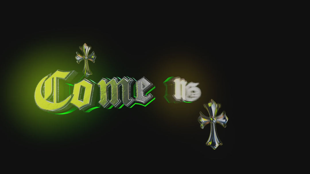 Come N Go chrome gothic 3D title